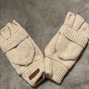 Cream Knit Convertible Mittens